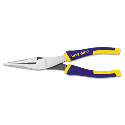 IRWIN® Long Nose Pliers, 8" Tool Length, 2 5/16" Jaw Length, Chrome/Blue/Yellow