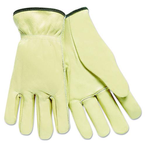 Mcr™ Safety Full Leather Cow Grain Driver Gloves, Tan, Large, 12 Pairs