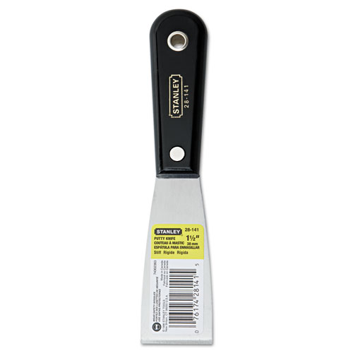 Stanley Tools® Nylon Handle Putty Knife, 1 1/2" Wide, Steel Blade, Black Handle