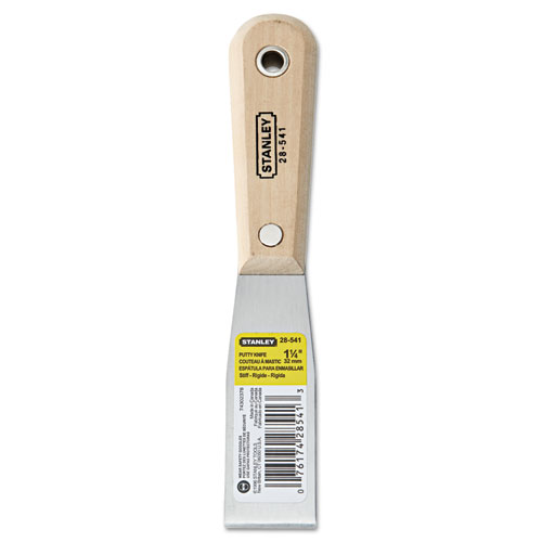 Stanley Tools® Wood Handle Putty Knife, 1 1/4" Wide, High Carbon Steel Blade, Brown Handle