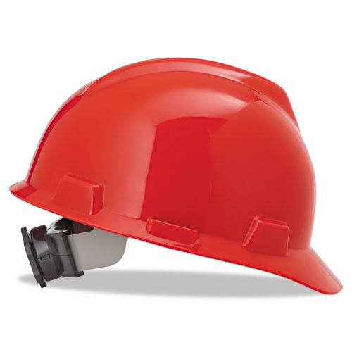 V-Gard Hard Hats, Ratchet Suspension, Size 6 1/2 - 8, Red
