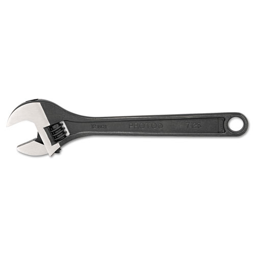 Proto Adjustable Wrench, 12" Long, 1 1/2" Opening, Black/chrome