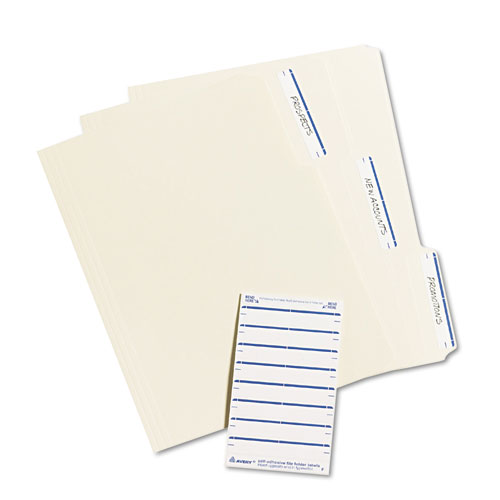 Image of Printable 4" x 6" - Permanent File Folder Labels, 0.69 x 3.44, White, 7/Sheet, 36 Sheets/Pack, (5200)