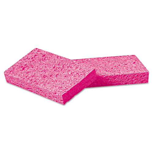 Small Cellulose Sponge, 3 3/5 x 6 1/2", 9/10" Thick, Pink, 2/Pack, 24 Packs/CT | by Plexsupply