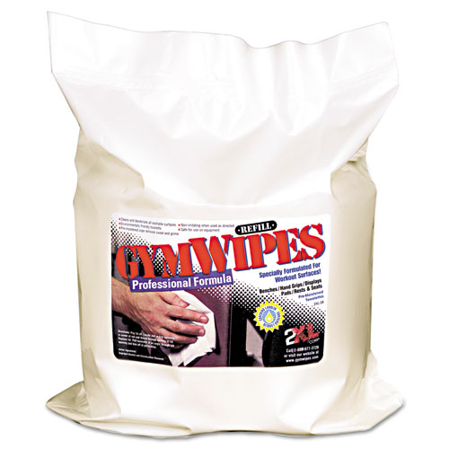 Antibacterial Gym Wipes Refill, 6 x 8, Unscented, 700/Pack, 4 Packs