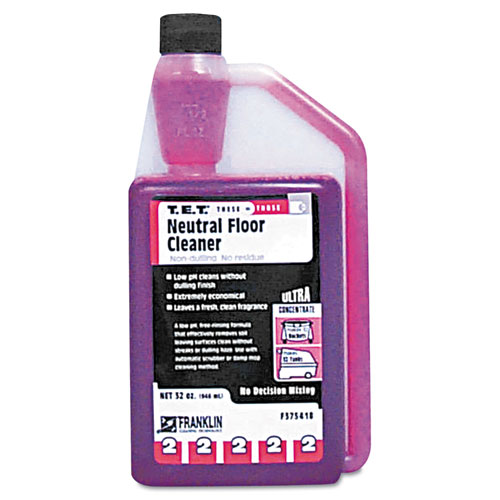 Franklin Cleaning Technology® T.E.T. #2 Neutral Floor Cleaner, Citrus, 32 oz Bottle, 3/Carton