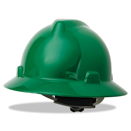 V-Gard Full-Brim Hard Hats, Ratchet Suspension, Size 6.5 to 8, Green