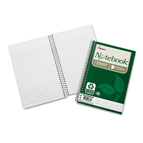7530016002013 SKILCRAFT Recycled Notebook, 1 Subject, Medium/College Rule, Green Cover, 7.5 x 5, 80 Sheets, 6/Pack