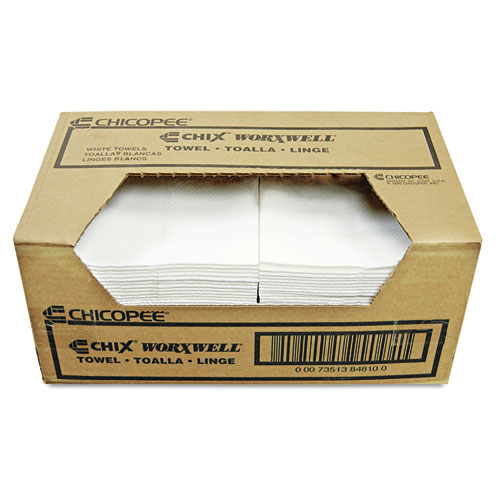 Image of Chicopee® Durawipe Shop Towels, 13 X 15, Z Fold, White, 100/Carton