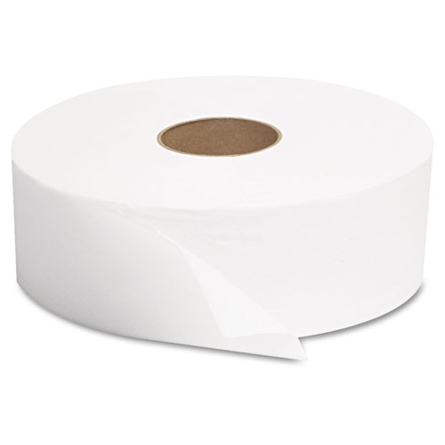 JRT Jumbo Bath Tissue, Septic Safe, 1-Ply, White, 10" dia, 6 Rolls/Carton