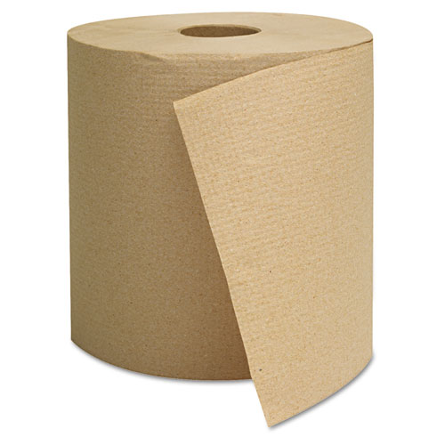 Hardwound Towels, 1-Ply, 800 ft, Brown, 6 Rolls/Carton