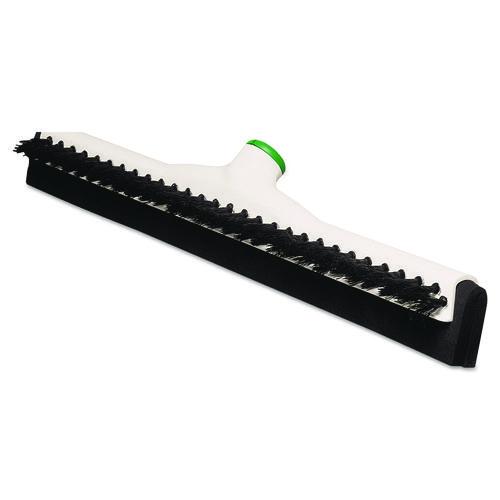 Image of Unger® Sanitary Brush With Squeegee, Black Polypropylene Bristles, 18" Brush, Moss Plastic Handle