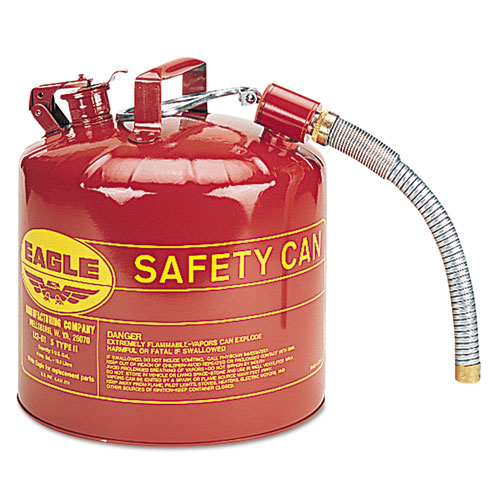Type Ii Safety Can, 5 Gallon, Red, Metal Spout