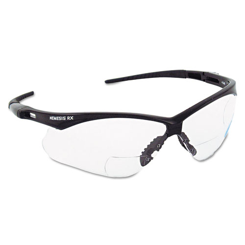 KleenGuard™ V60 Nemesis Rx Reader Safety Glasses, Black Frame, Smoke Lens, +2.0 Diopter Strength