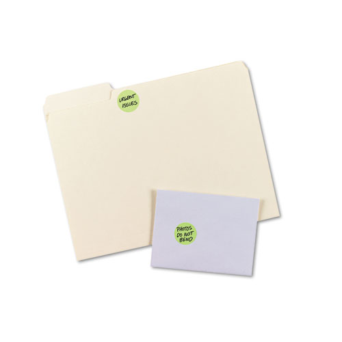 Image of Printable Self-Adhesive Removable Color-Coding Labels, 1.25" dia, Neon Green, 8/Sheet, 50 Sheets/Pack, (5498)