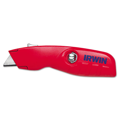 IRWIN® Self-Retracting Safety Knife, 1 Retractable Blade, Red/Silver