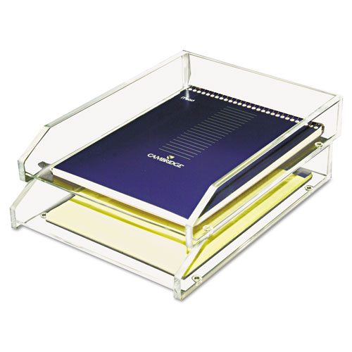 Image of Kantek Clear Acrylic Letter Tray, 2 Sections, Letter Size Files, 10.5" X 13.75" X 2.5", Clear, 2/Pack