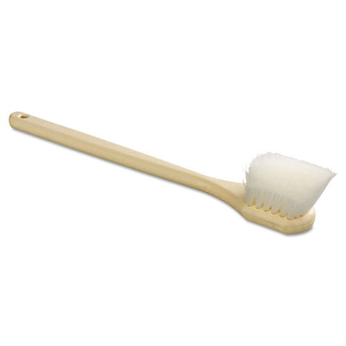 Image of Utility Brush, Cream Nylon Bristles, 5.5" Brush, 14.5" Tan Plastic Handle