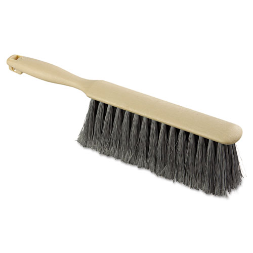 Image of Counter Brush, Gray Flagged Polypropylene Bristles, 4.5" Brush, 3.5" Tan Plastic Handle
