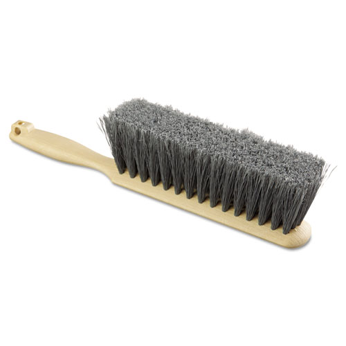 Image of Counter Brush, Gray Flagged Polypropylene Bristles, 4.5" Brush, 3.5" Tan Plastic Handle
