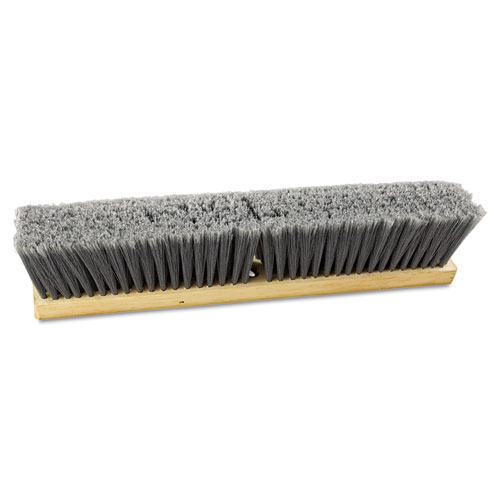 Image of Floor Brush Head, 3" Gray Flagged Polypropylene Bristles, 18" Brush