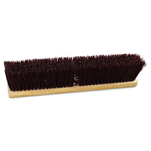 Image of Floor Brush Head, 3" Maroon Heavy-Duty Polypropylene Bristles, 18" Brush