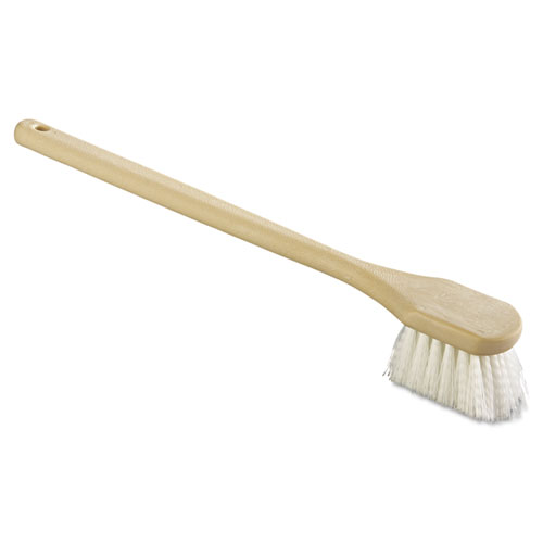 Image of Utility Brush, Cream Nylon Bristles, 5.5" Brush, 14.5" Tan Plastic Handle