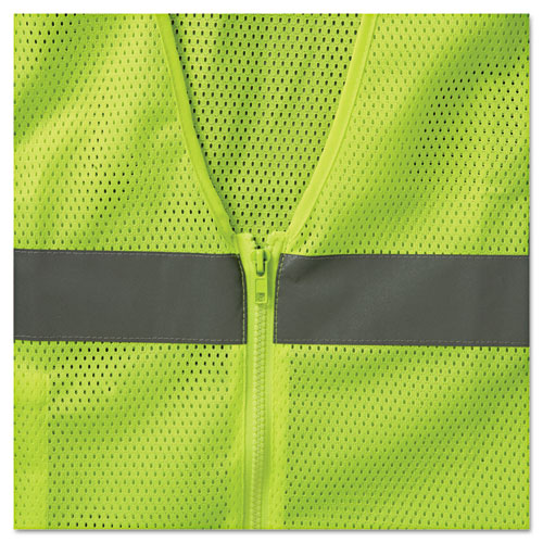 GloWear 8210Z Class 2 Economy Vest, Polyester Mesh, Large to X-Large, Lime