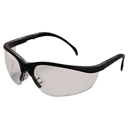 Klondike Safety Glasses, Matte Black Frame, Clear Lens, 12/Box