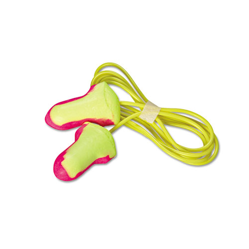 Image of LL-30 Laser Lite Single-Use Earplugs, Corded, 32NRR, Magenta/Yellow, 100 Pairs