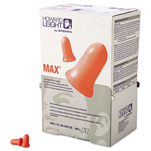MAX-1 D Single-Use Earplugs, Cordless, 33NRR, Coral, LS 500 Refill