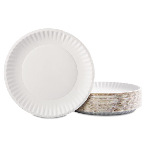 Paper Plates, 9" Diameter, White, 100/Pack, 12 Packs/Carton