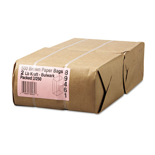 Grocery Paper Bags, 52 lbs Capacity, #2, 4.3"w x 2.44"d x 7.88"h, Kraft, 500 Bags
