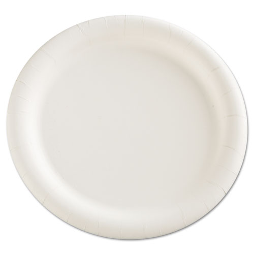 Image of Ajm Packaging Corporation Premium Coated Paper Plates, 9" Dia, White, 125/Pack, 4 Packs/Carton