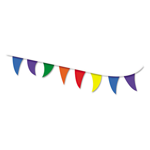 COSCO Strung Flags, Pennant, 30', Assorted Bright Colors