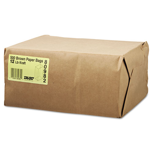 Grocery Paper Bags, #12, 7.06" x 4.5" x 13.75", Kraft, 500 Bags