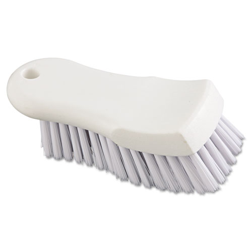 Image of Scrub Brush, White Polypropylene Bristles, 6" Brush, 6" Handle