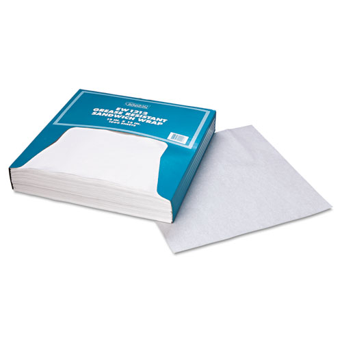 Image of Grease-Resistant Paper Wraps and Liners, 12 x 12, White, 1,000/Box, 5 Boxes/Carton