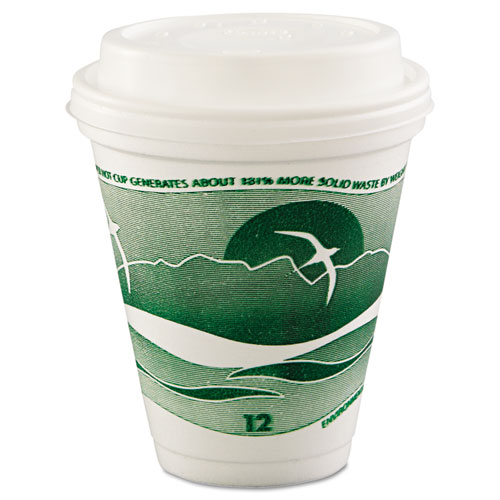 Image of Dart® Horizon Hot/Cold Foam Drinking Cups, 12 Oz, Green/White, 25/Bag, 40 Bags/Carton