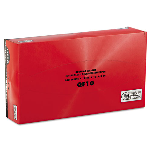 Image of Bagcraft Qf10 Interfolded Dry Wax Deli Paper, 10 X 10.25, White, 500/Box, 12 Boxes/Carton