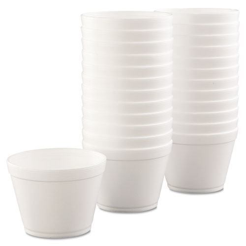 Image of Dart® Foam Containers, Extra Squat, 16 Oz, White, 25/Bag, 20 Bags/Carton