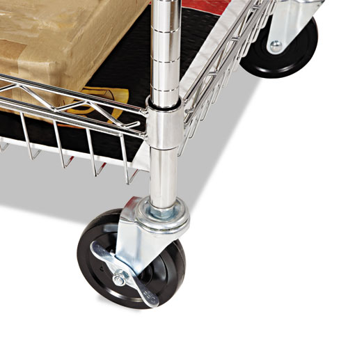 Image of Carry-all Mail Cart, Metal, 1 Shelf, 1 Bin, 34.88" x 18" x 39.5", Silver