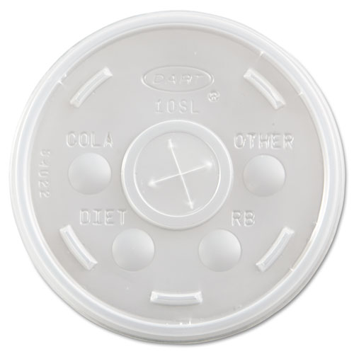 Image of Dart® Plastic Cold Cup Lids, Fits 10 Oz Cups, Translucent, 100 Pack, 10 Packs/Carton