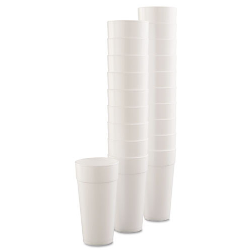 Image of Foam Drink Cups, Hot/Cold, 24 oz, White, 25/Bag, 20 Bags/Carton