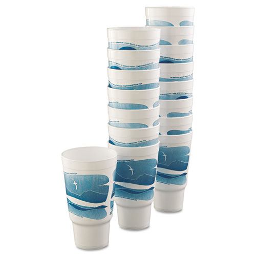 Image of Dart® Horizon Hot/Cold Foam Drinking Cups, 32 Oz, Teal/White, 16/Bag, 25 Bags/Carton