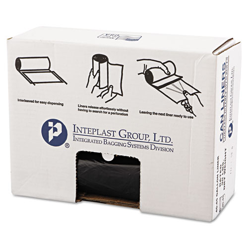 High-Density Commercial Can Liners Value Pack, 45 gal, 19 microns, 40" x 46", Black, 25 Bags/Roll, 6 Rolls/Carton