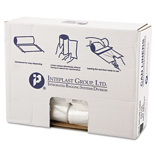 Image of High-Density Commercial Can Liners Value Pack, 16 gal, 7 microns, 24" x 31 ", Clear, 50 Bags/Roll, 20 Rolls/Carton