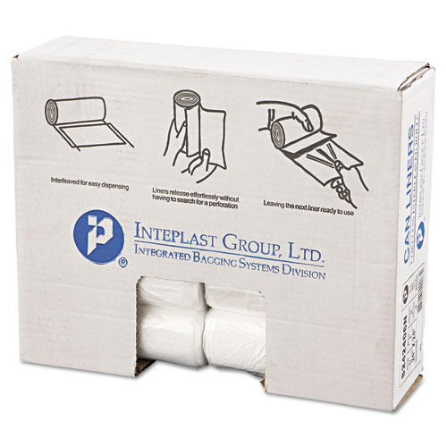 Inteplast Group High-Density Commercial Can Liners, 10 gal, 6 microns, 24" x 24", Natural, 1,000/Carton