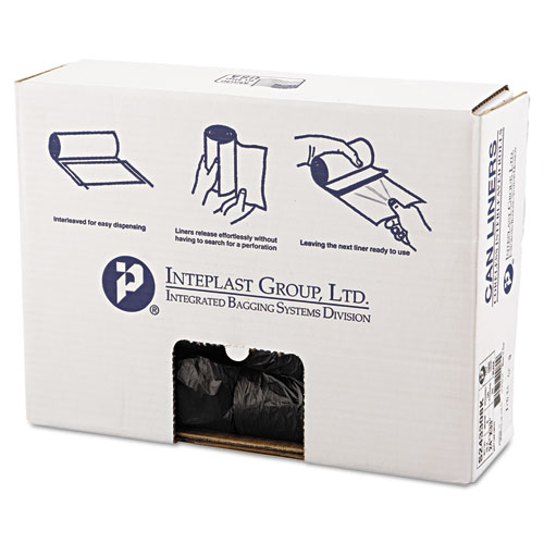 Inteplast Group High-Density Commercial Can Liners, 16 gal, 8 microns, 24" x 33", Black, 50 Bags/Roll, 20 Rolls/Carton