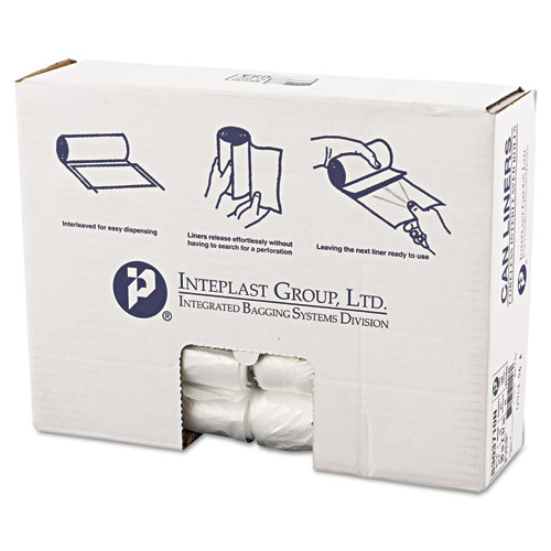 Inteplast Group High-Density Interleaved Commercial Can Liners, 30 gal, 10 microns, 30" x 37", Clear, 500/Carton